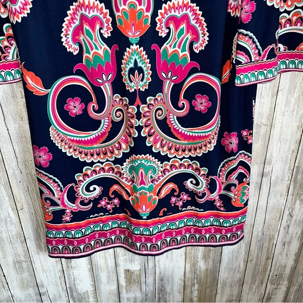 Laundry by Shelli Segal Square Neck Paisley Navy Dress Women’s 10 - Picture 5 of 7